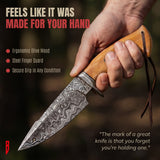 Predator Hunter Damascus Knife, Olive handle, photo 8