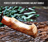 Predator Hunter Damascus Knife Olive Handle