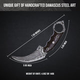 Karambit Desert Fox Damascus Hunting Knife
