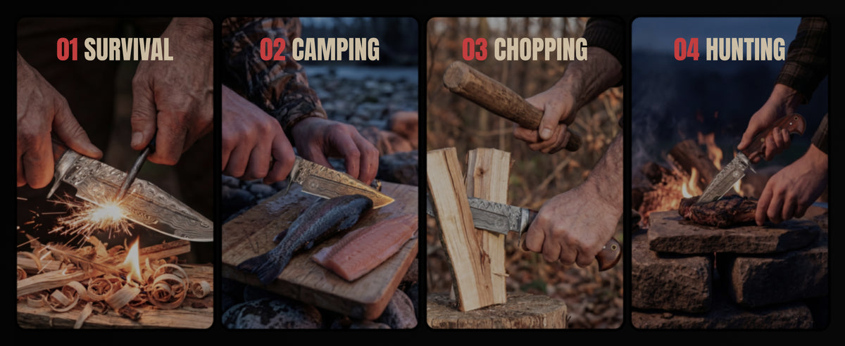 The knife at work in four outdoor scenes