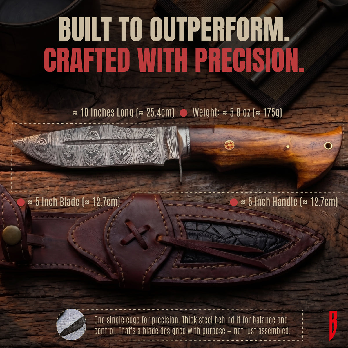 Beast Hunter Damascus Hunting Knife, photo 3