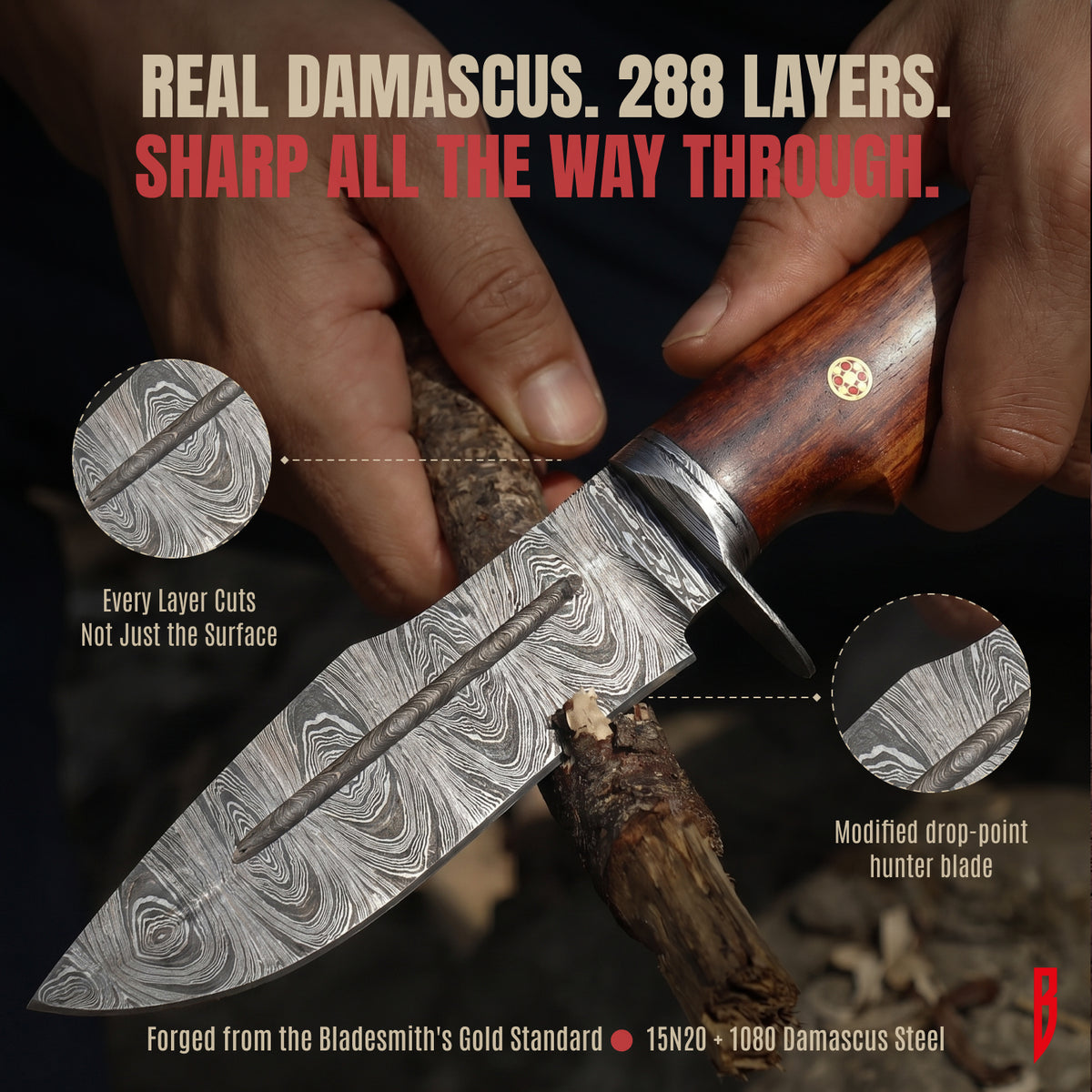 Beast Hunter Damascus Hunting Knife, photo 4