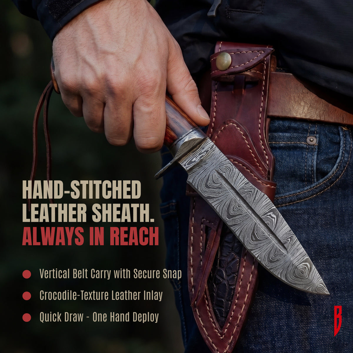 Beast Hunter Damascus Hunting Knife, photo 5