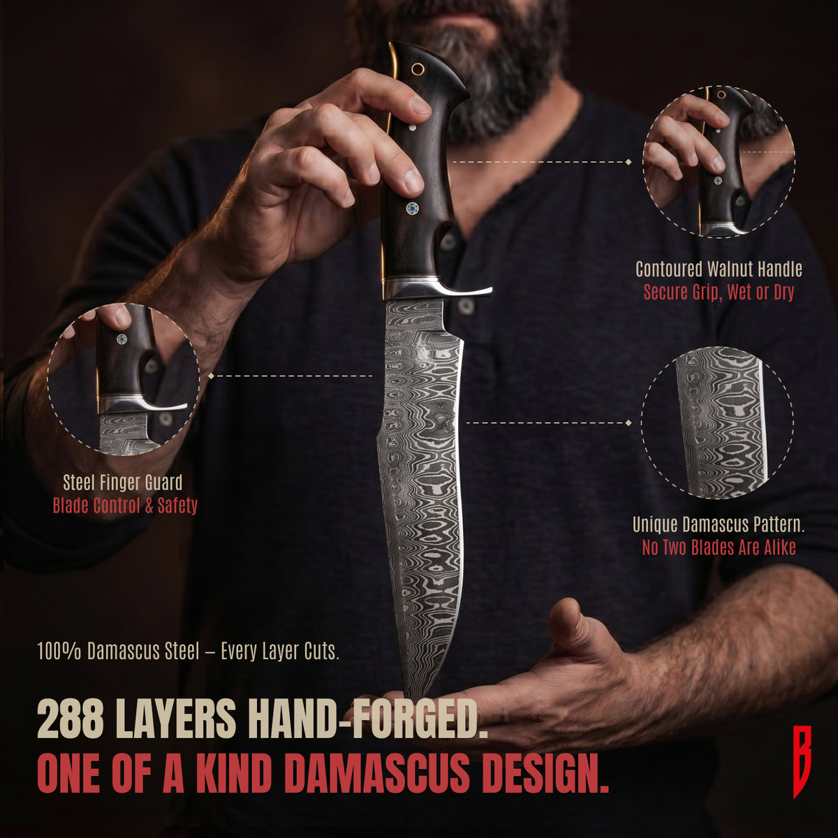 Leopard Hunter Damascus Knife, photo 2
