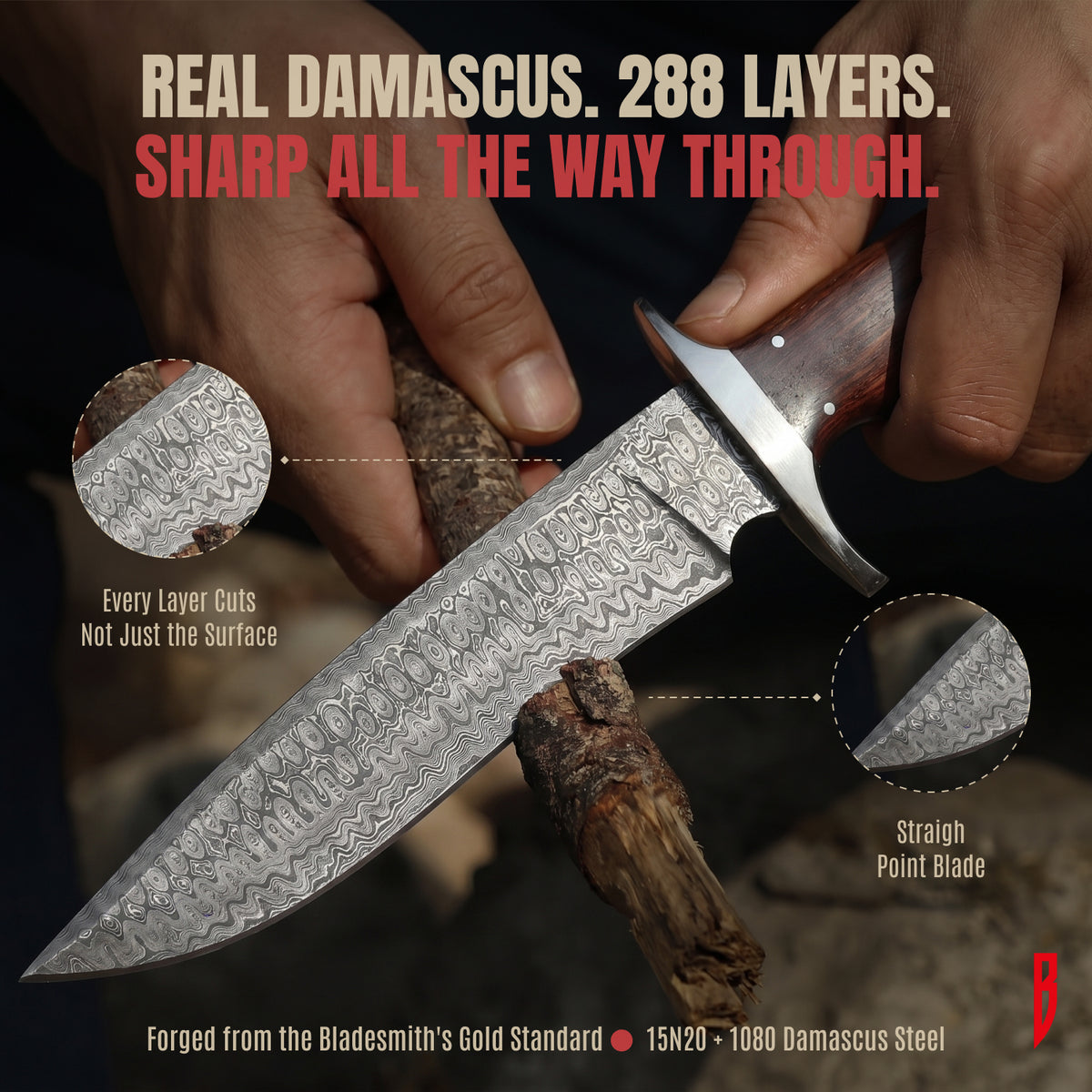 Patriot Damascus Hunting Knife, photo 4