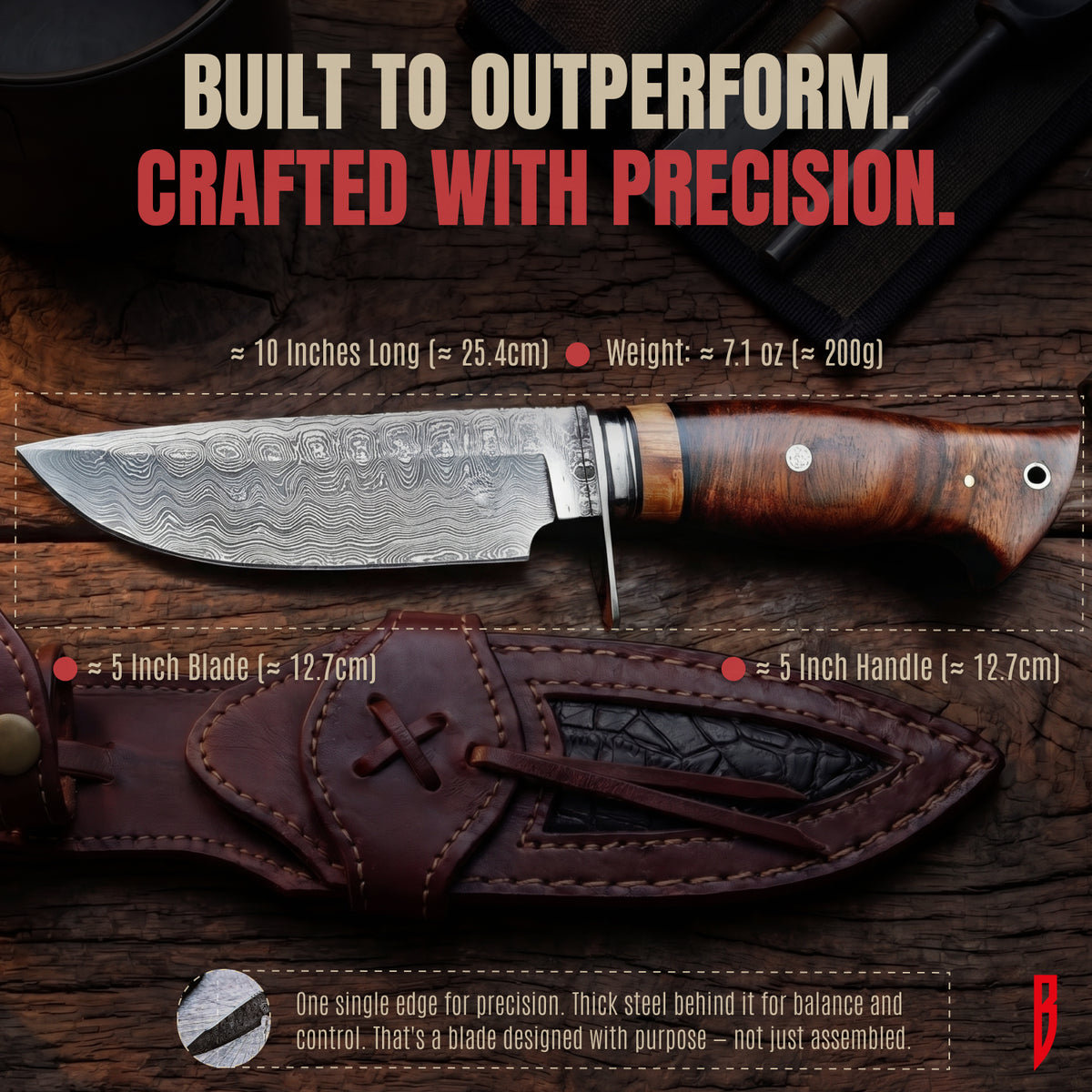 Wild Tiger Damascus Hunting Knife, photo 3