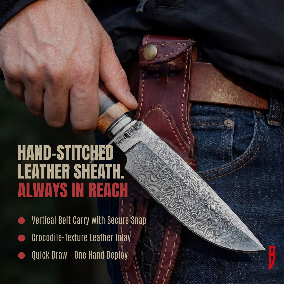 Wild Tiger Damascus Hunting Knife, photo 5