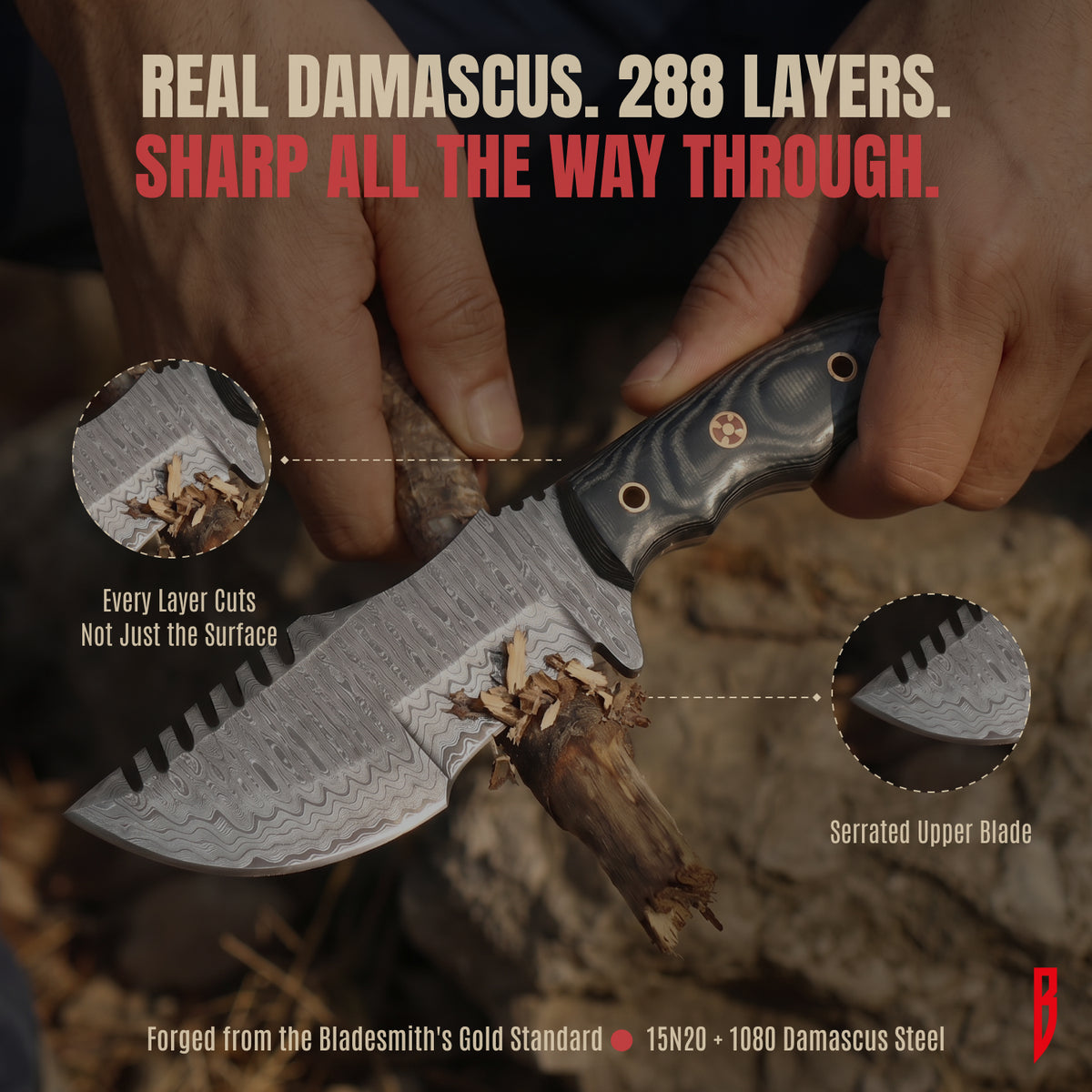 Tracker Damascus Hunting Knife, photo 4