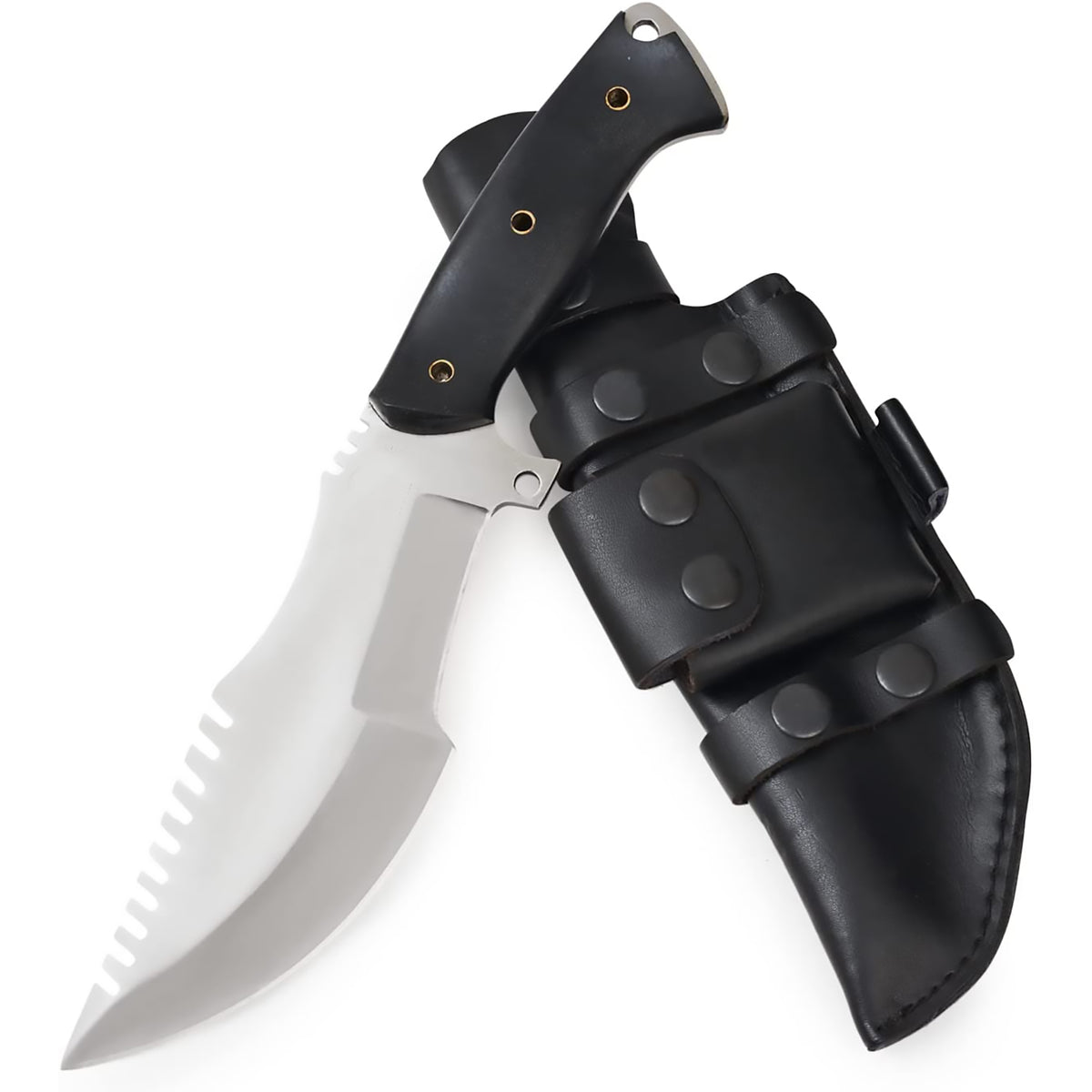 Tracker D2 Steel Hunting Knife with Leather Sheath