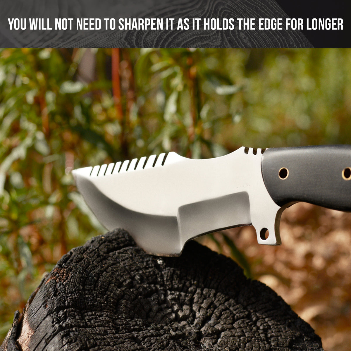 Tracker D2 Steel Hunting Knife with Leather Sheath