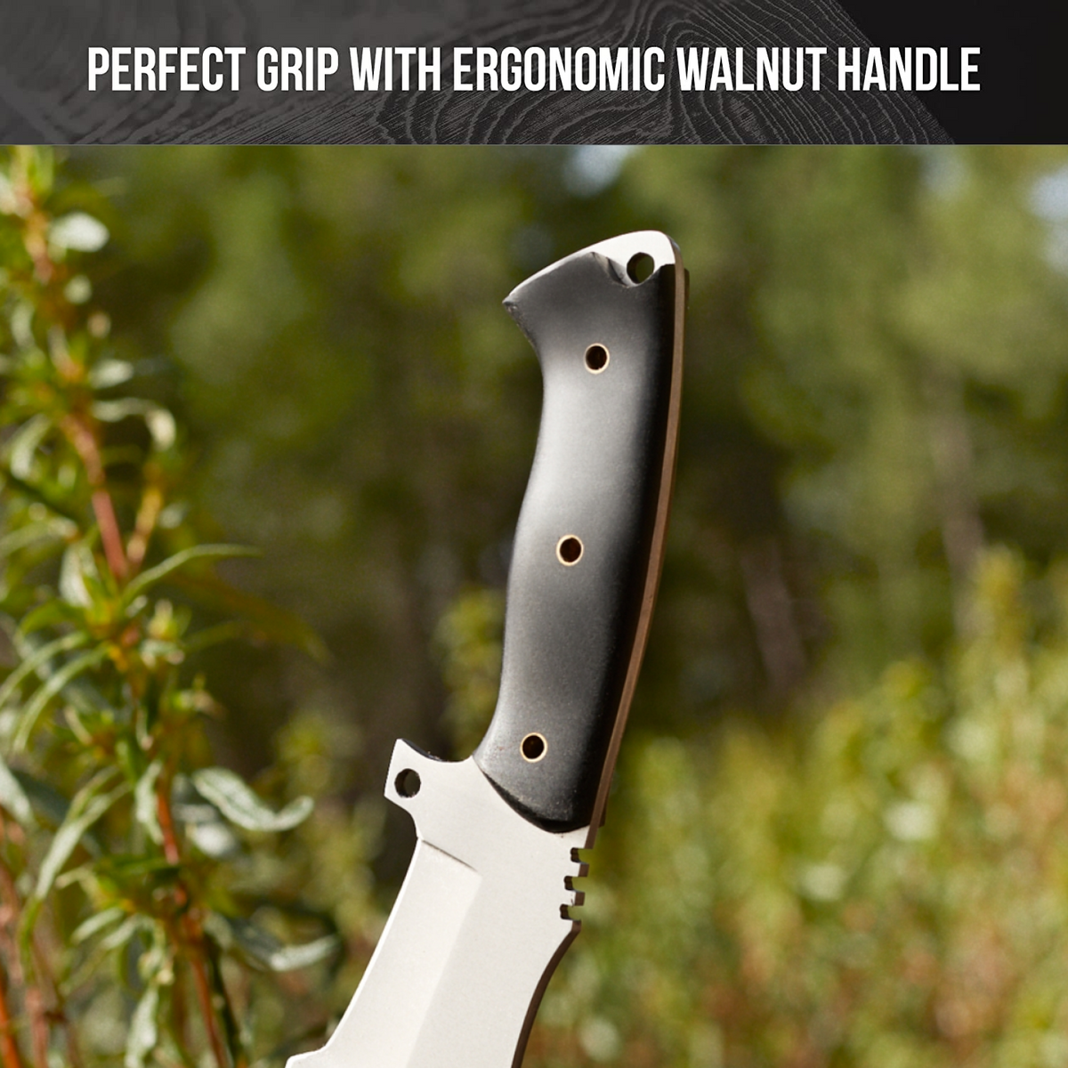 Tracker D2 Steel Hunting Knife with Leather Sheath