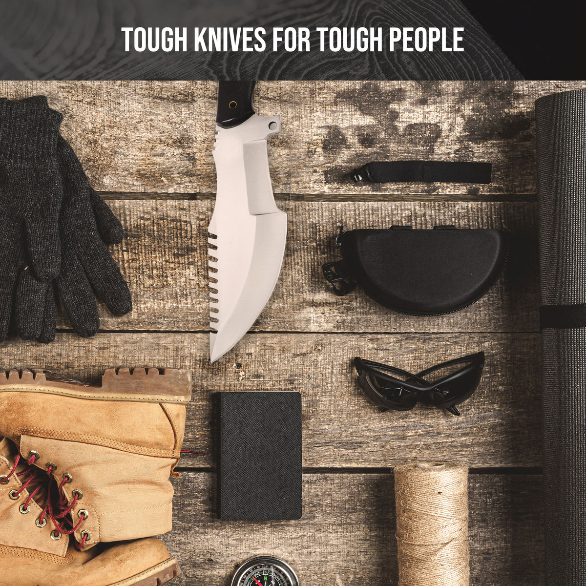Tracker D2 Steel Hunting Knife with Leather Sheath