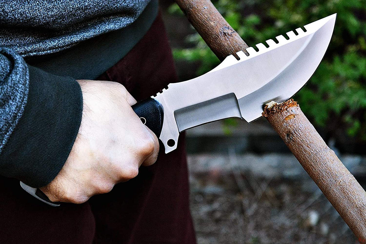 Tracker D2 Steel Hunting Knife with Leather Sheath