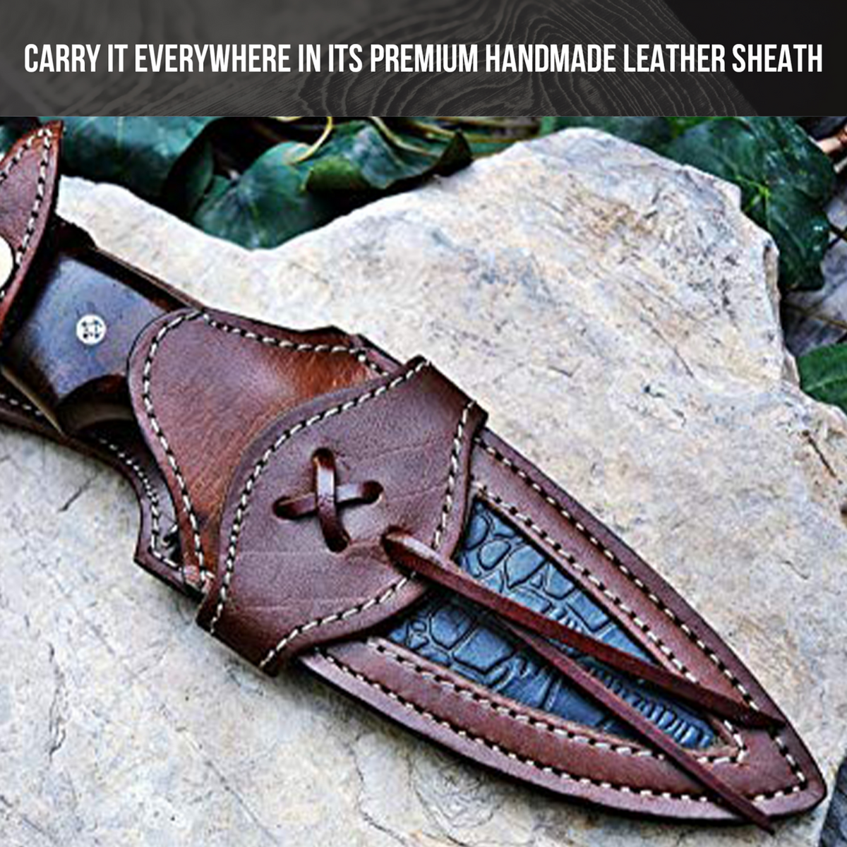 Predator Hunter D2 Steel Hunting Knife, Walnut Handle