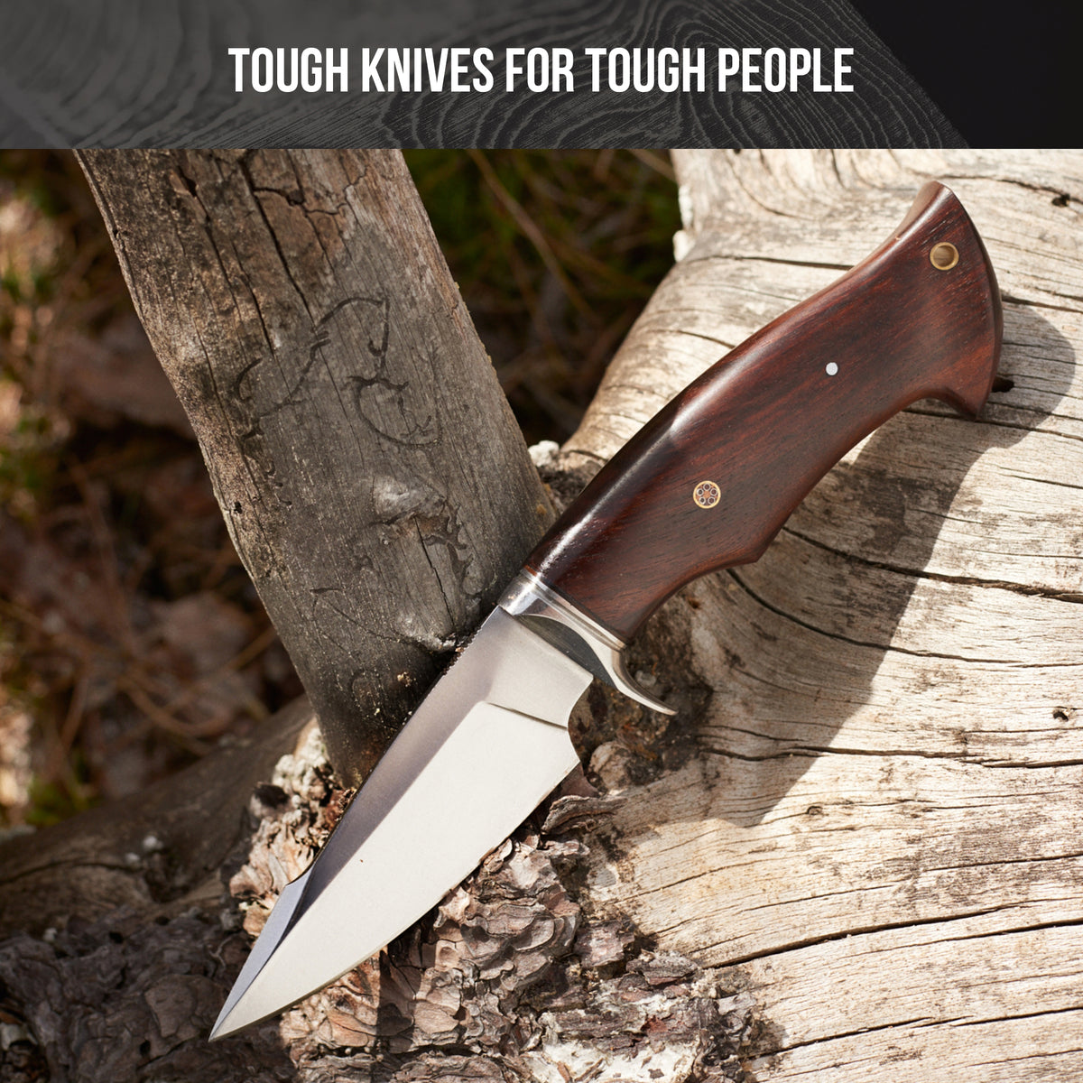 Predator Hunter D2 Steel Hunting Knife, Walnut Handle