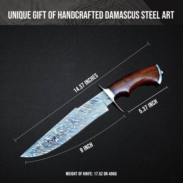 Hard Rock Damascus Hunting Knife
