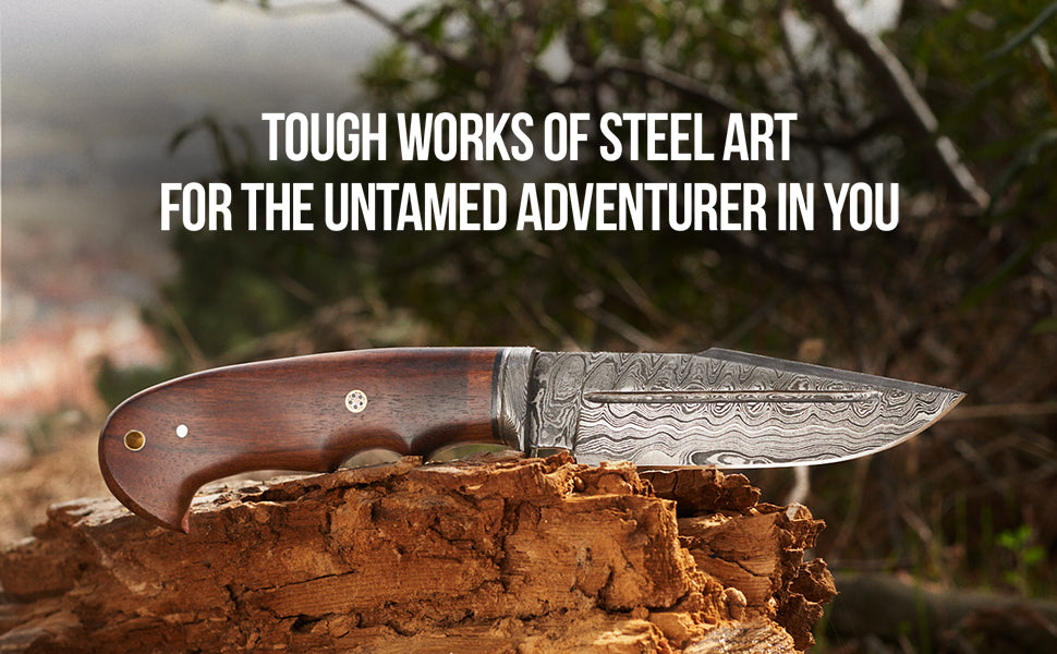Tracker D2 Steel Hunting Knife with Leather Sheath