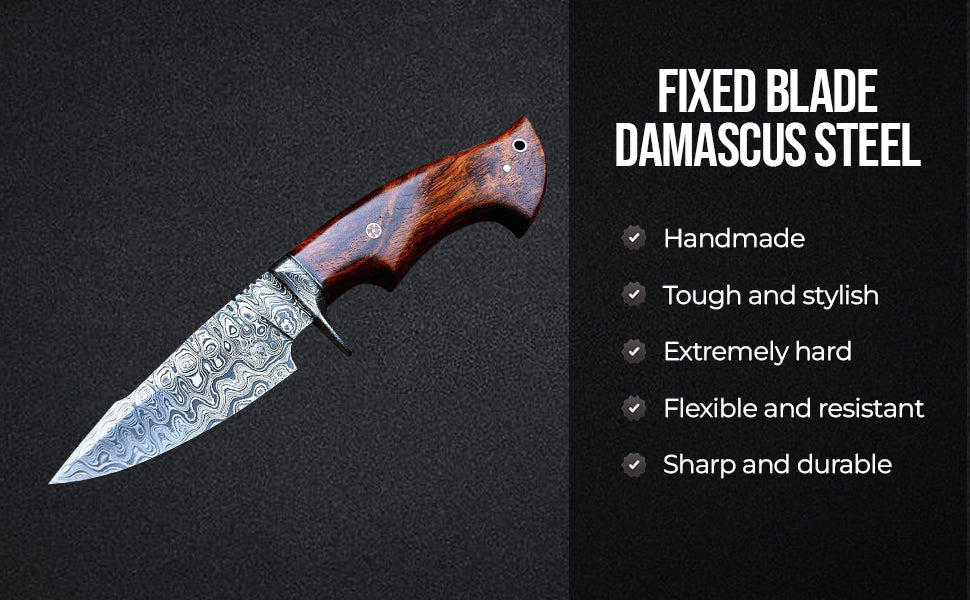 Tracker D2 Steel Hunting Knife with Leather Sheath